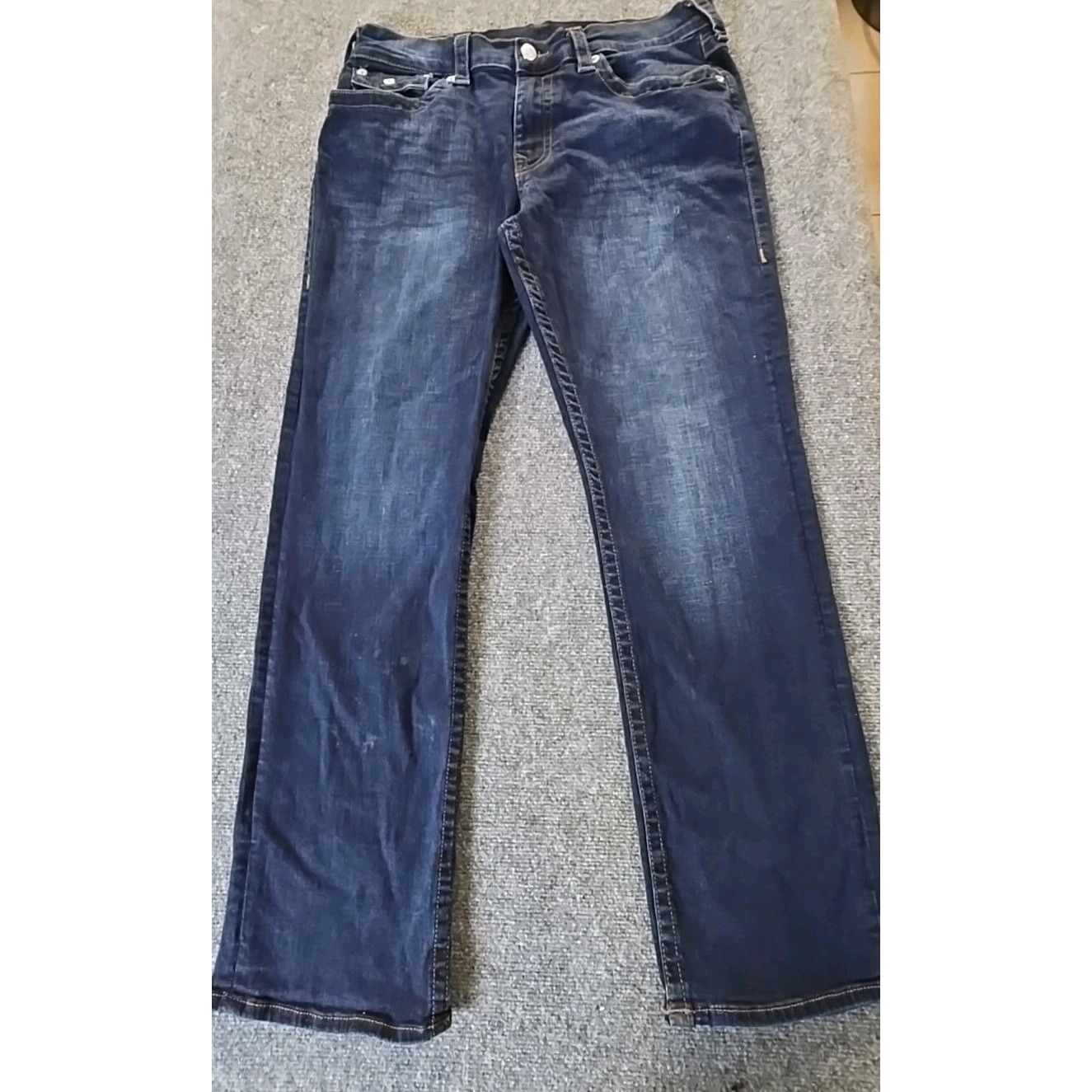 True Religion Jeans Mens 34x31 Ricky Relaxed Straight Blue Denim